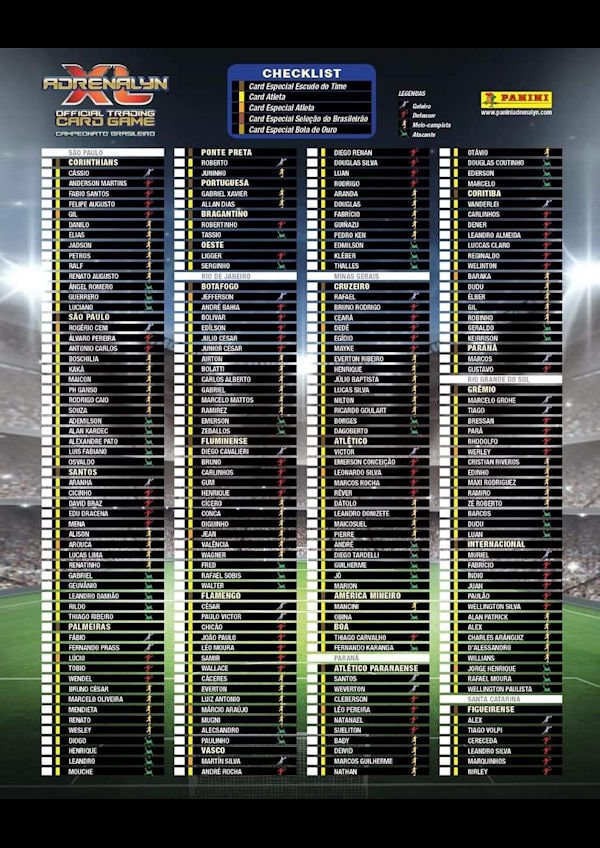 Checklist Panini cards Campeonato Brasileiro 2014 miniatura